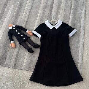 Wednesday Adam’s Family costume for girls with doll